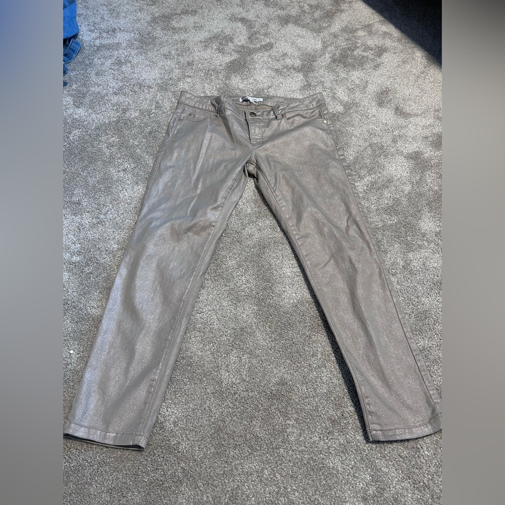 RW & Co Clara Metallic Tan Pants Women’s Size 28